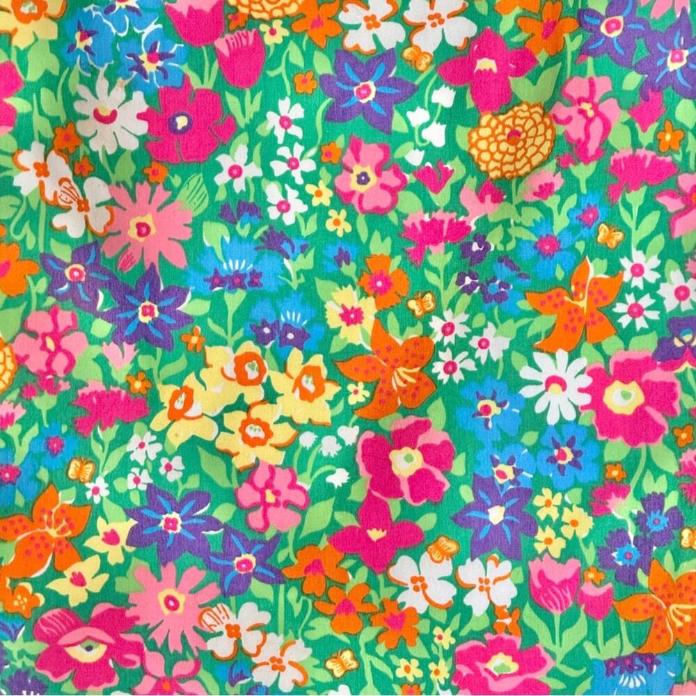 Lilly Pulitzer Green Blue Pink Floral Side Bow Mini Skirt Size 12 Golf Preppy - Picture 6 of 9